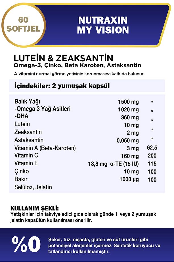 My Vision Eyes Vitamin 60 Soft Jel - Lutein, Zeaxanthin, Omega3, Çinko, Astaksantin, Beta Karoten - 3