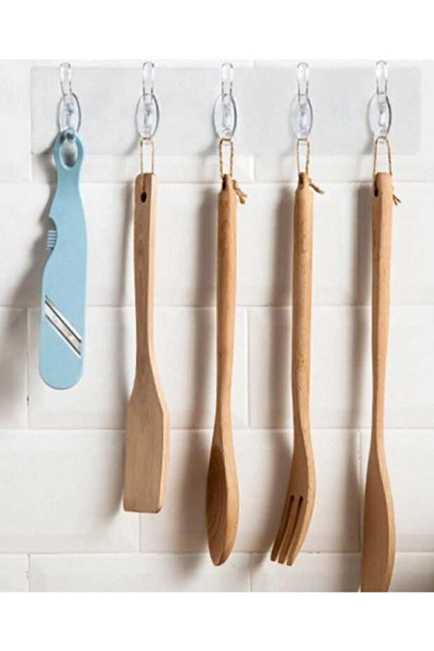 5 ADET 5'li Kendinden-Yapışkanlı-Güçlü-Şeffaf-Askılık- Kapı-Arkası-Mutfak-Duvar-Banyo-ASKI 5 ADET - 5