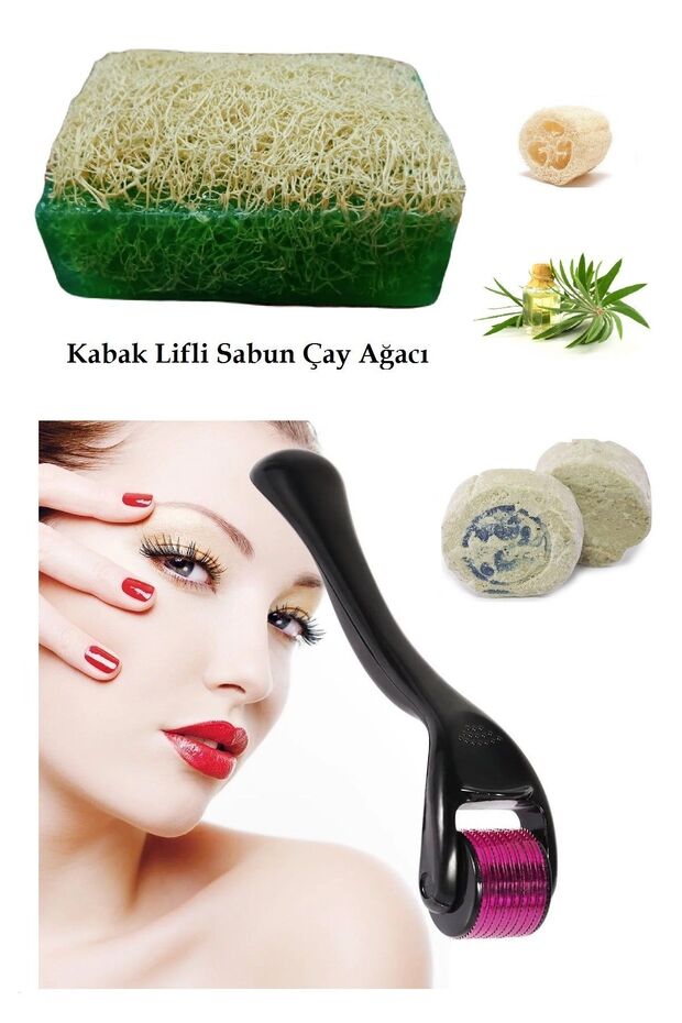 3-Pack Care Peeling Fiber Tea Tree Soap Anti-Aging Skin Renewal Dermaroller Acne Rushur Stone