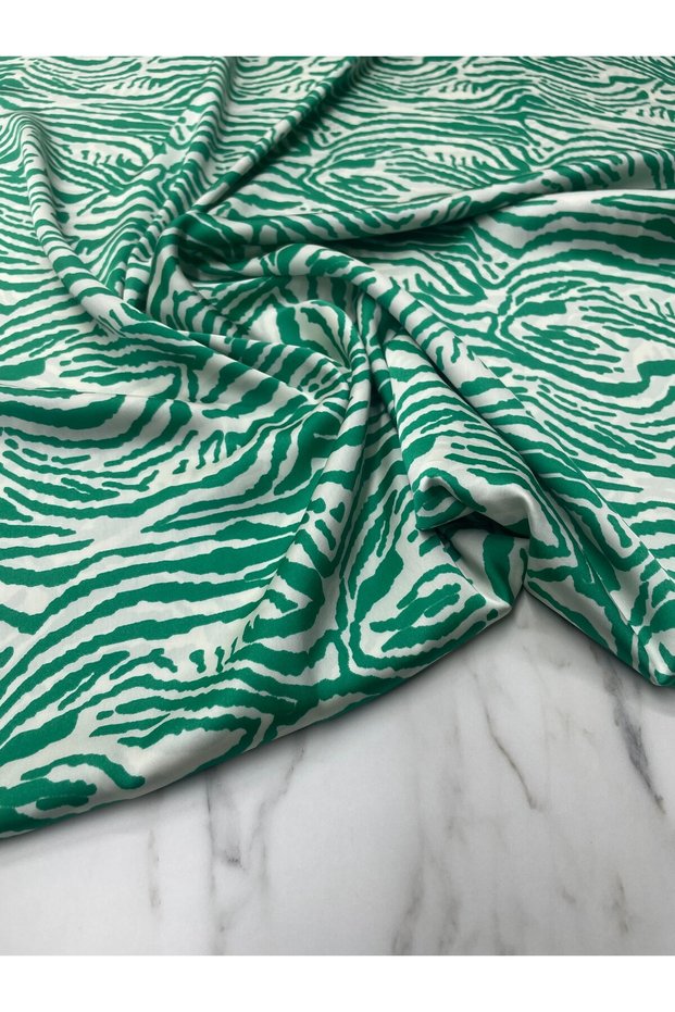 Green Zebra Pattern Dress Shirt Fabric Tivil Satin Fabric Our Product Is Sold in Pieces 1 Piece 1 Meter