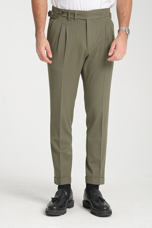 Pleated Men's Thick Italian Cut Double Leg Casual Pants
