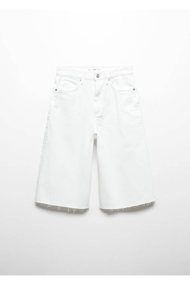 Paçaları dikişsiz denim bermuda şort - 3