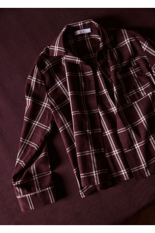 Flanel Ekose Pijama Gömleği - 8