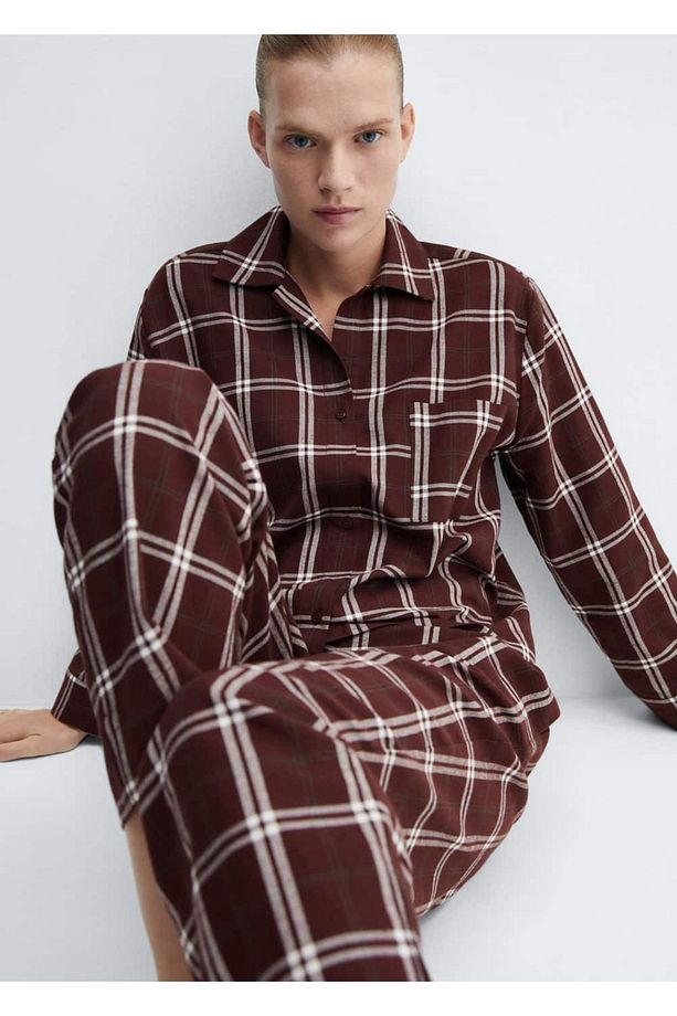 Flanel Ekose Pijama Gömleği - 5
