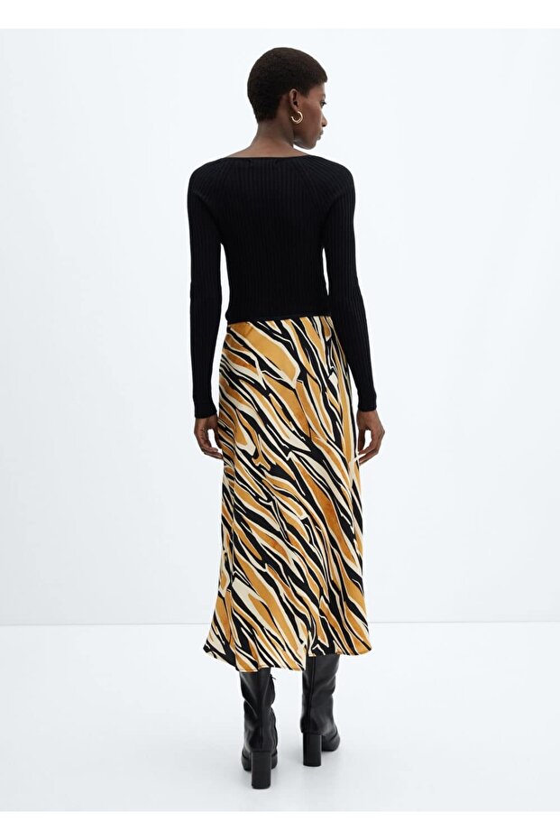 Fustă din satin cu model - 4