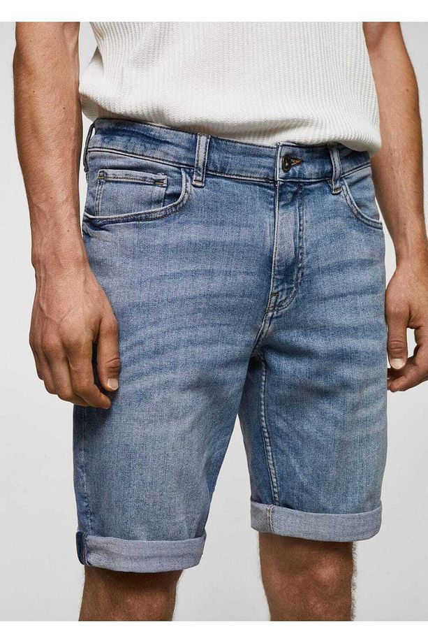 Slim Fit Kot Bermuda Şort - 8
