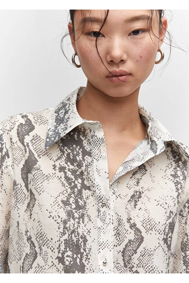 Yılan Desenli Lyocell Gömlek - 6