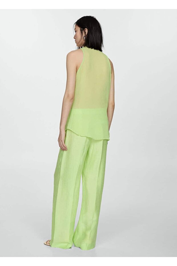 Yarı transparan volanlı bluz - 4