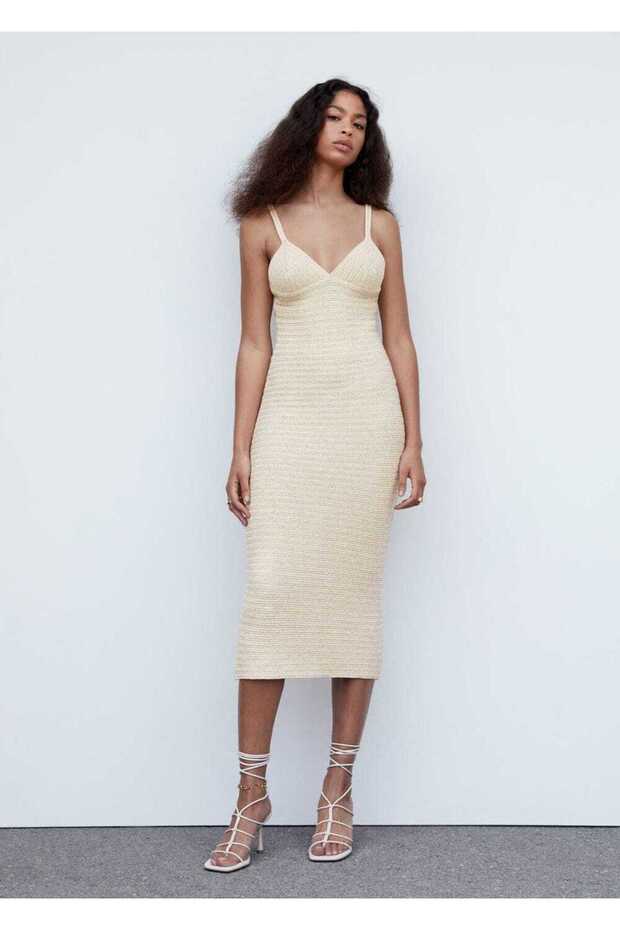 Payet Detaylı Triko Elbise - 2