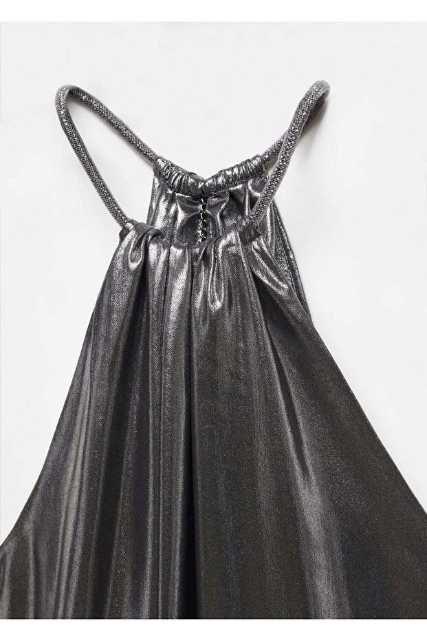 Metalik Sert Yaka Bluz - 5