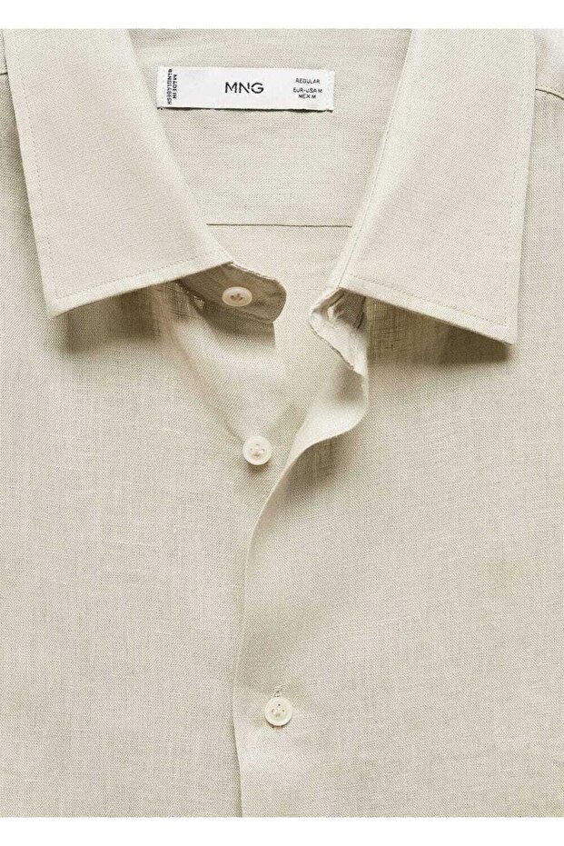 %100 Keten Regular Kesim Gömlek - 6