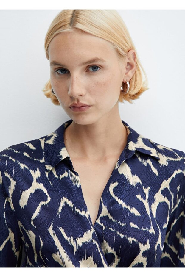 Desenli düğümlü elbise - 5