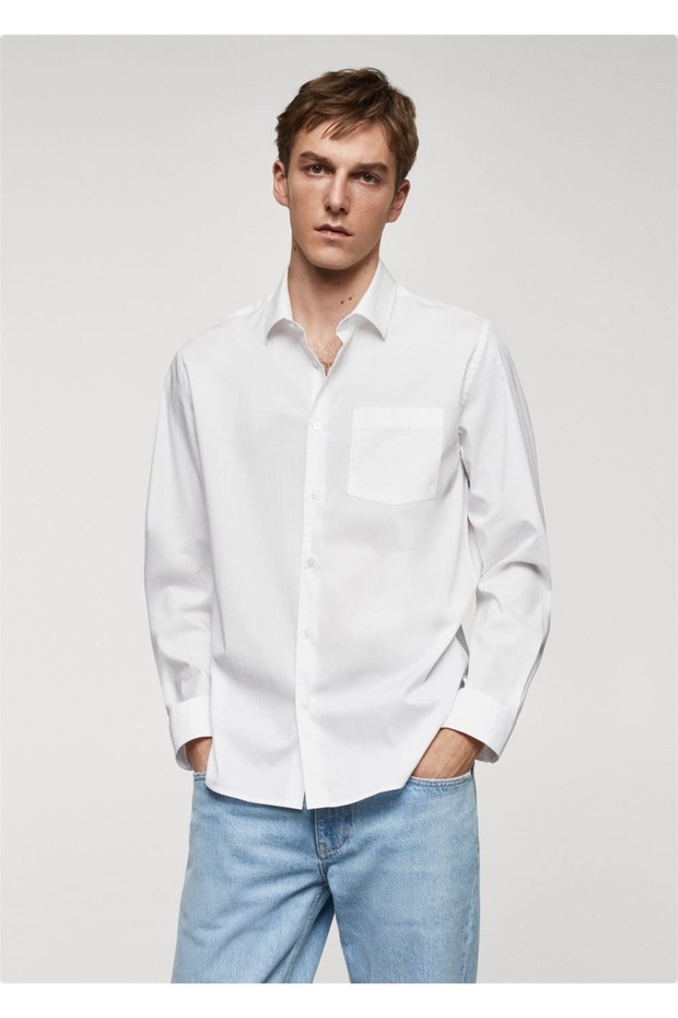 Klasik Kesim Poplin Gömlek - 1