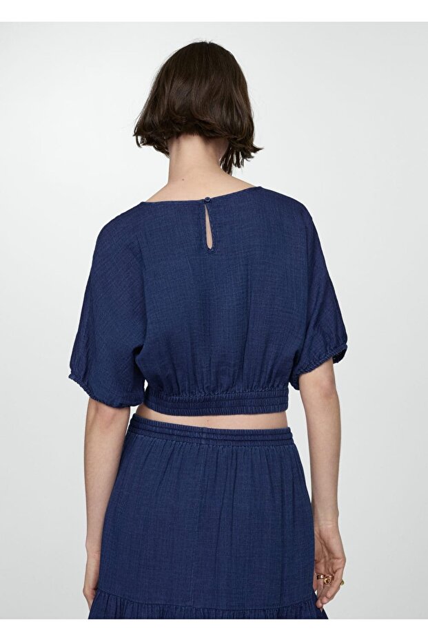 Baumwollbluse mit Puffärmeln - 4