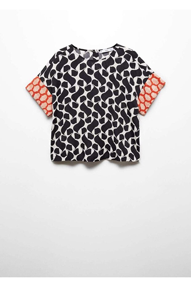 Patterned Contrast Blouse - 3
