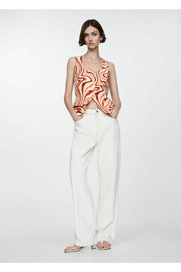 Kuşaklı desenli bluz - 6