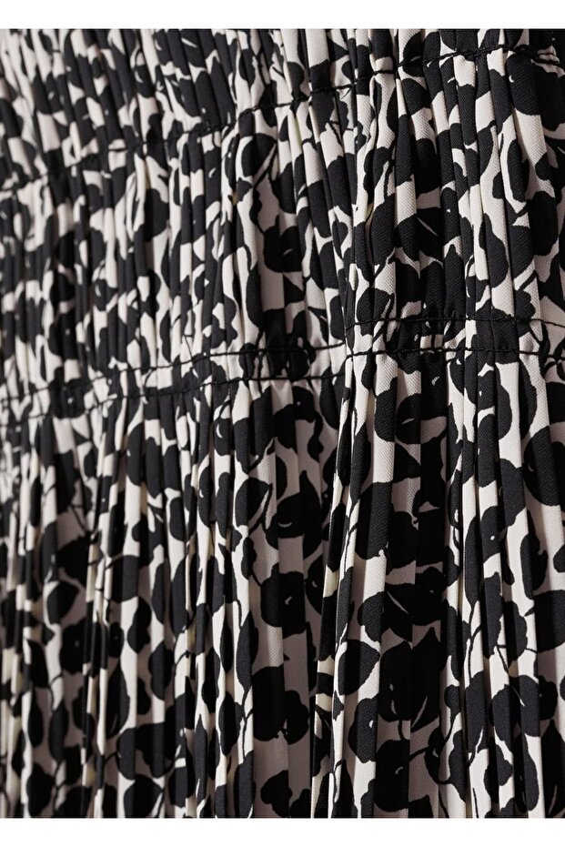 Desenli pilili mini etek - 5