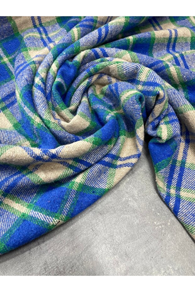 Mavi Ekose Oduncu Desen Elbiselik Gömleklik Kumaş Ürünümüz Adet Olarak Satılır 1 Adet 1 Metre - 4