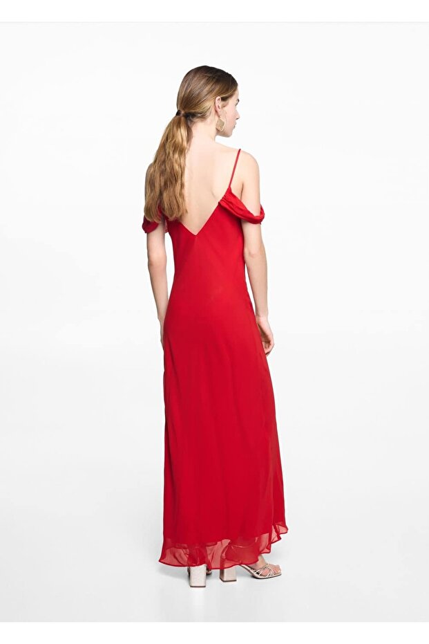 Omzu Açık Midi Elbise - 4