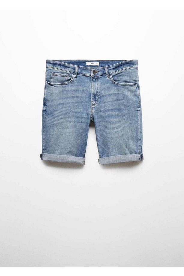 Slim Fit Kot Bermuda Şort - 3