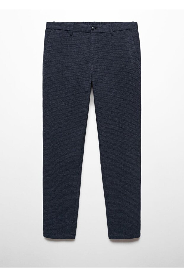 Slim Fit Micro Houndstooth Patterned Cotton Pants - 3