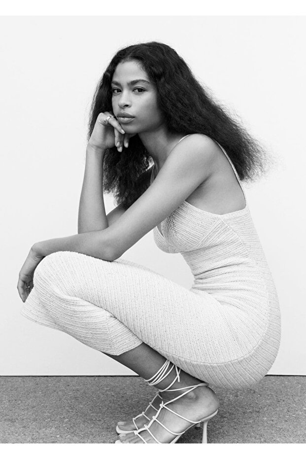 Payet Detaylı Triko Elbise - 6