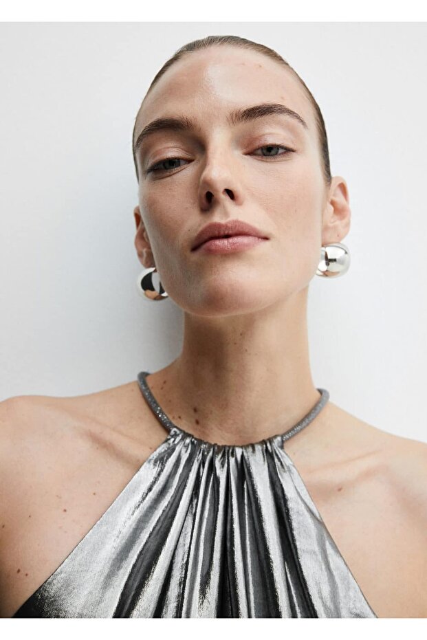 Metalik Sert Yaka Bluz - 7