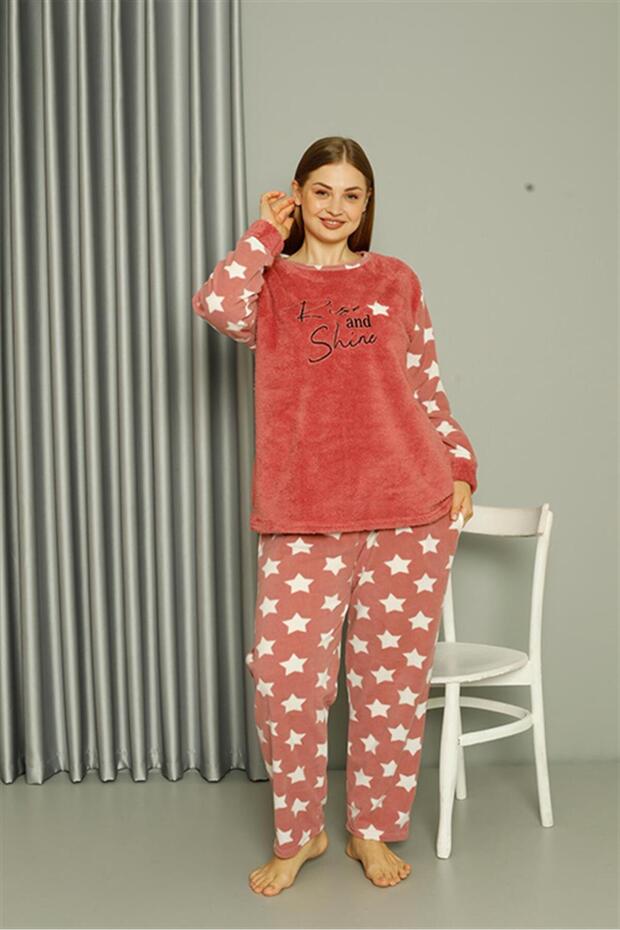 Fashion Line Welsoft Fleece Women Plus Size Powder Pajama Set 808042