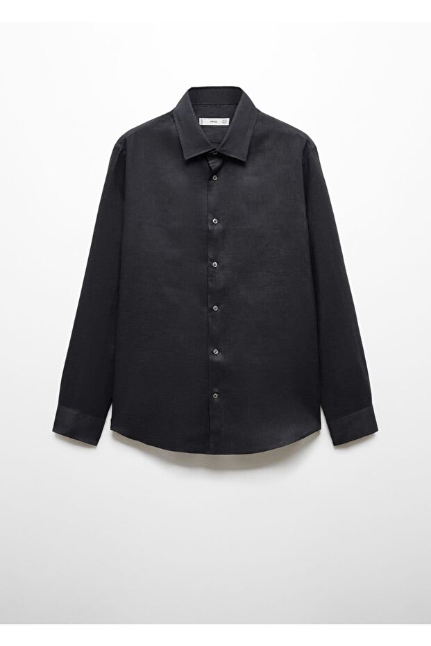 %100 Keten Regular Kesim Gömlek - 3