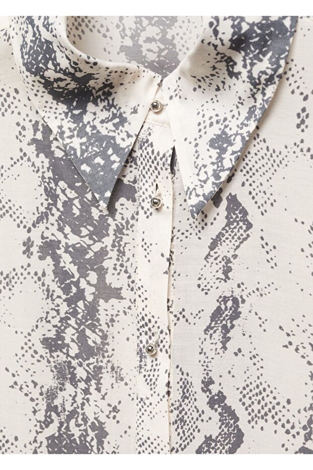 Yılan Desenli Lyocell Gömlek - 5