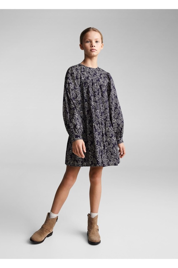 Desenli Pamuklu Elbise - 2