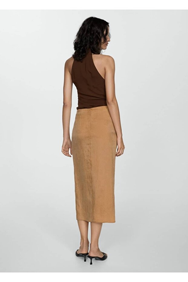 Yırtmaçlı Lyocell etek - 4