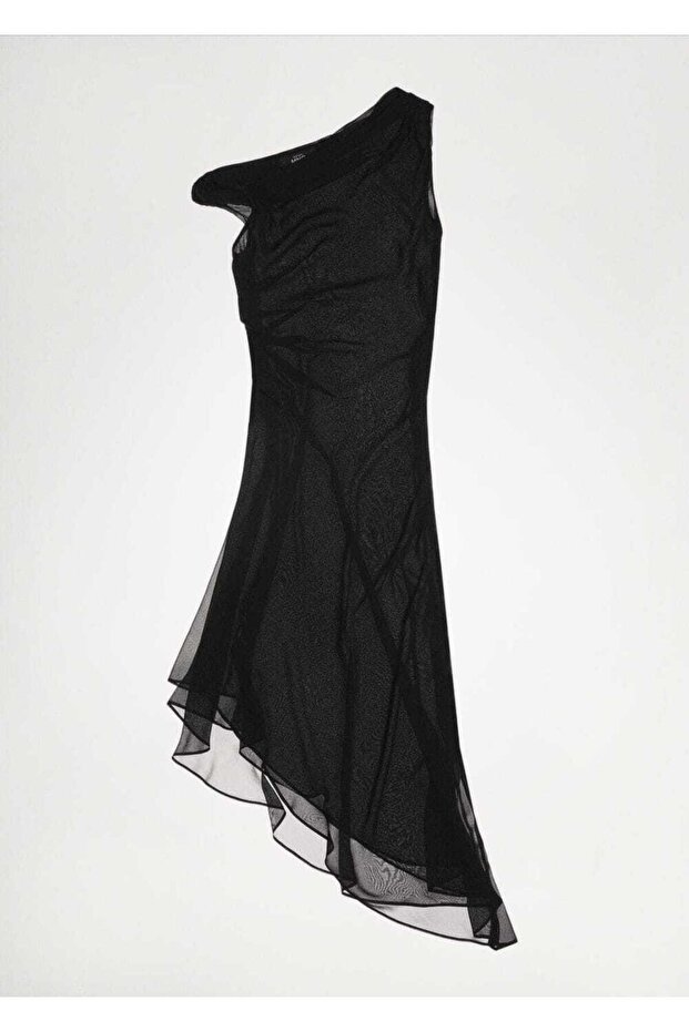 Asimetrik pilili elbise - 6