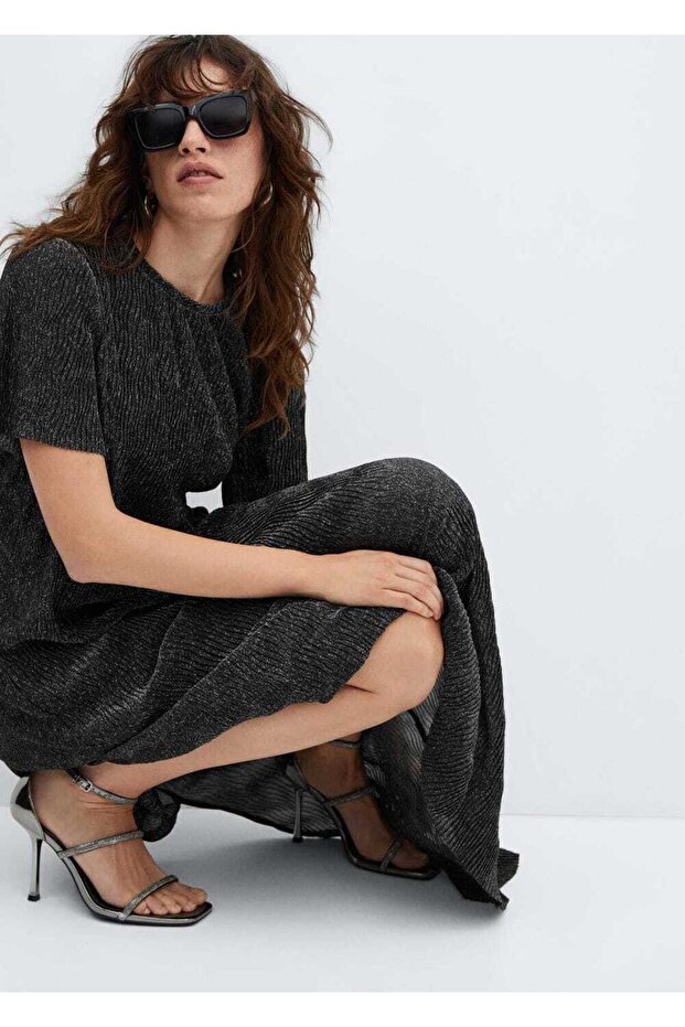 Yırtmaçlı lureks elbise - 6