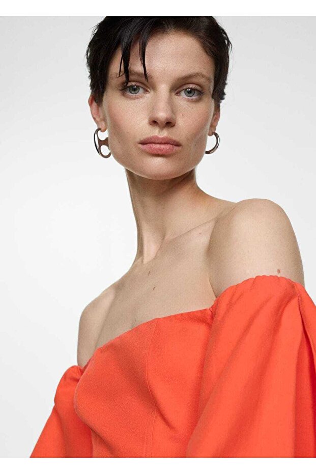 Balon kollu elbise - 8