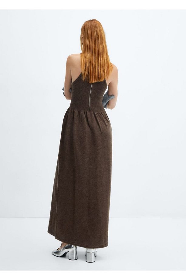 Halter Yaka Yün Elbise - 4
