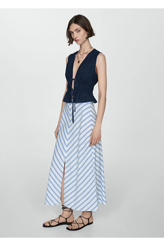 Bağ detaylı dantelli bluz - 7