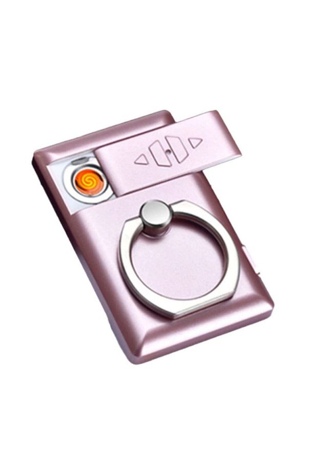 En Yeni Çakmak Modeli Şarj Ile Çalışan Telefon Tutucu Standlı Usb Çakmak Pembe - 1
