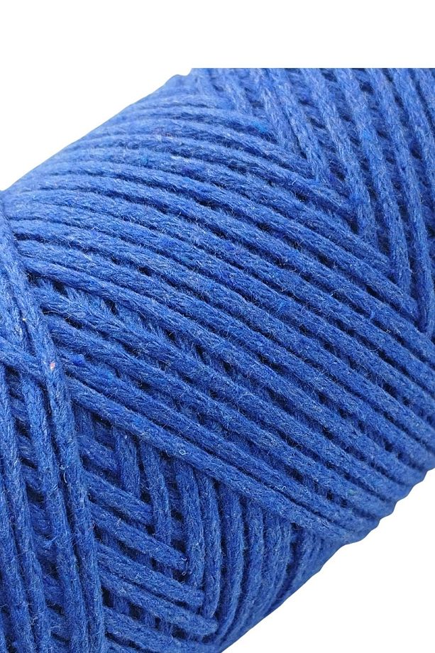 MAKROME 2 MM COTON PAMUK ZİNCİR İP 250 GR 180 MT ÇANTA,SUPLA,RUNNER,PERDE İP -SAKS MAVİ- - 3