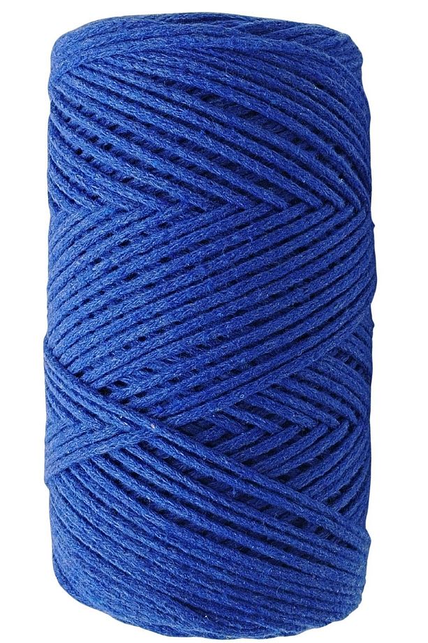 MAKROME 2 MM COTON PAMUK ZİNCİR İP 250 GR 180 MT ÇANTA,SUPLA,RUNNER,PERDE İP -SAKS MAVİ- - 1