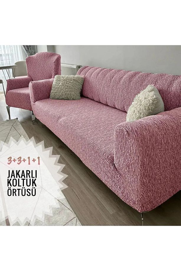 Koltuk Örtüsü Takımı Lastikli Esnek Yıkanabilir (2 Adet 3’lü, 2 Adet 1’li) - 1