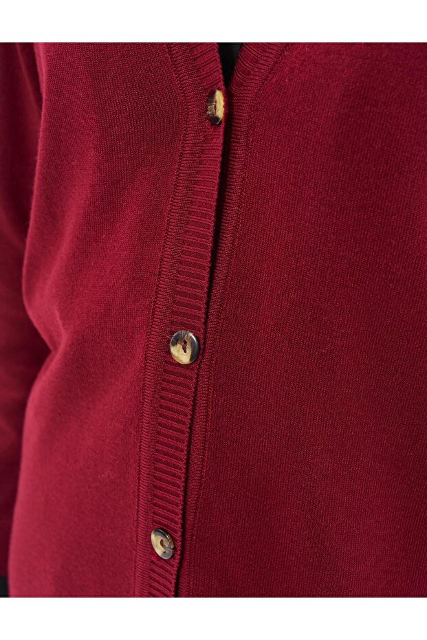 Basic Triko Hırka Bordo - 6