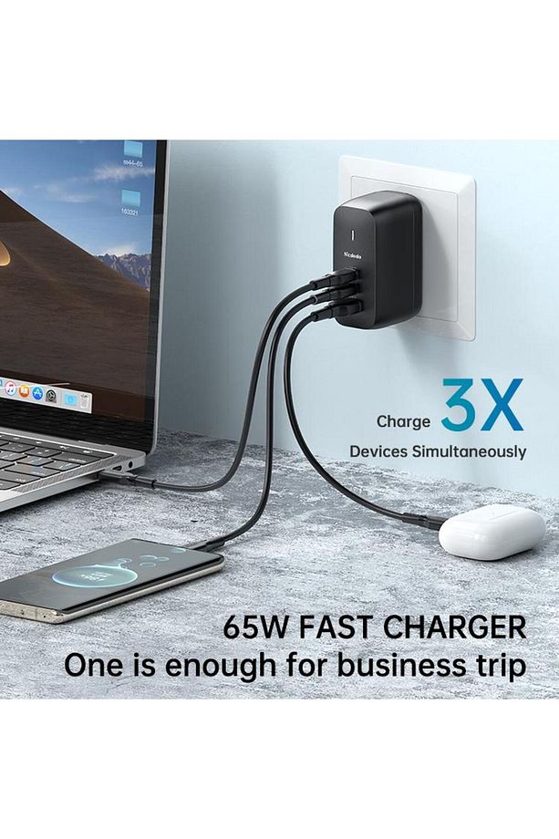 Ch-0291 65w 3-port Type-c Usb Mini Hızlı Şarj Adaptörü - 5