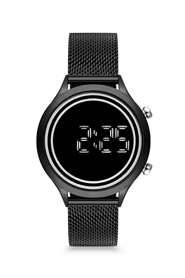 Digital Unisex Wristwatch with Steel Mesh Cord Buttons