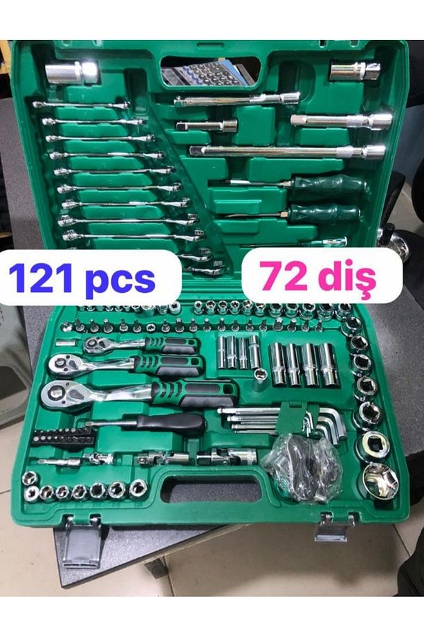 Newprotech 72 Diş Eğik 3'lü Cırcır Set 121 Parça Lokma Takımı Oto Tamirci Tam Set 1/2-3/8-1/4 - 8