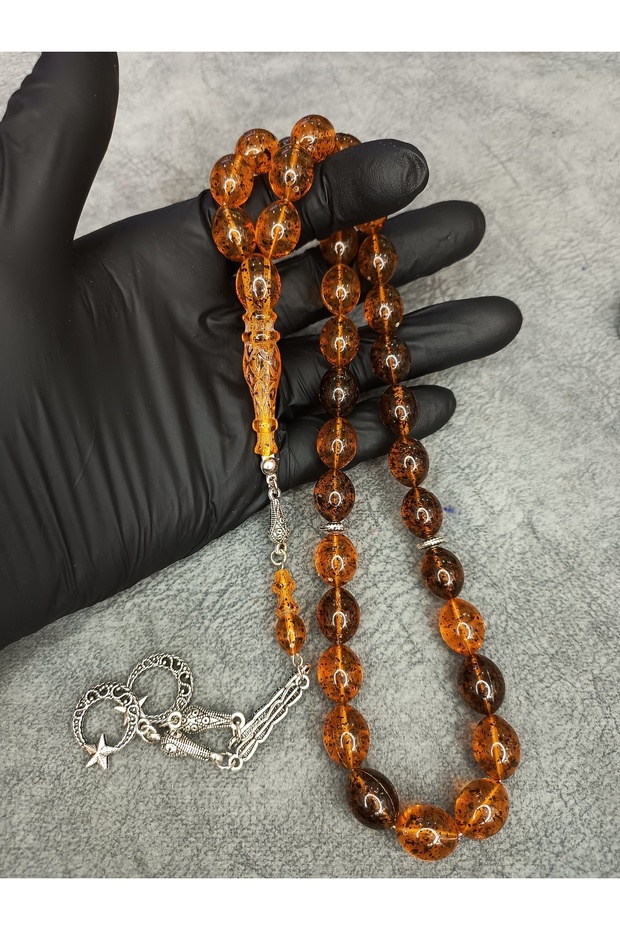 Large Size Earth Fossil Powder Amber Rosary