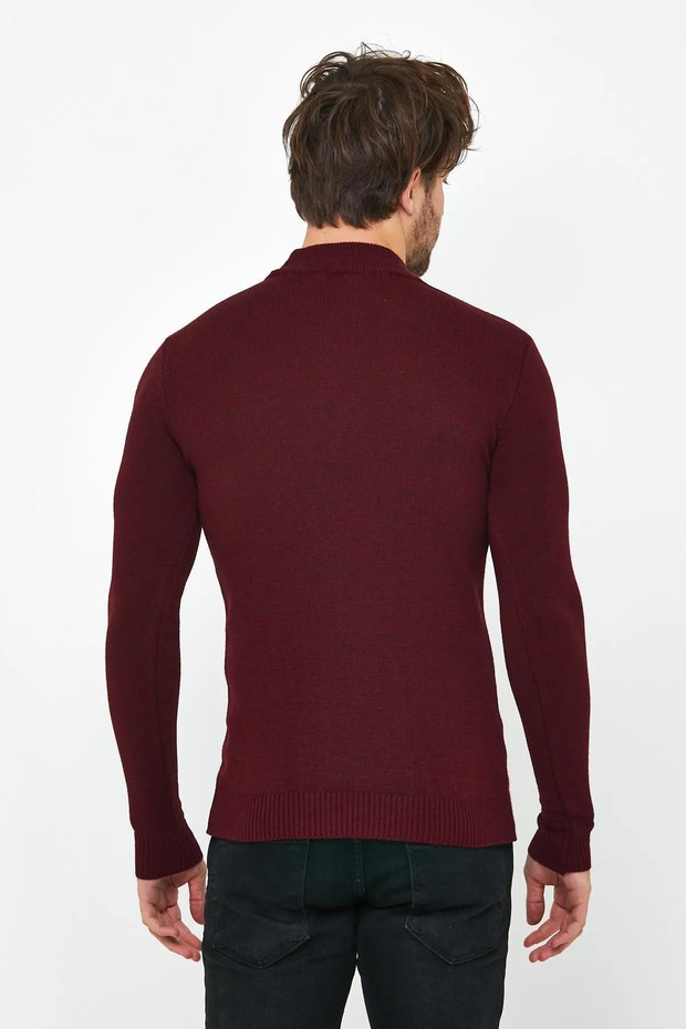 Men's Half Fisherman Knitwear Claret Red