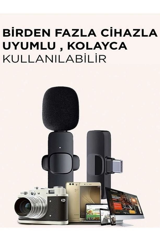 2 In 1 Iphone Ve Type C Uyumlu Ikili Kablosuz Yaka Mikrofonu K9 Lightnıng Youtube Facebook Tiktok - 3