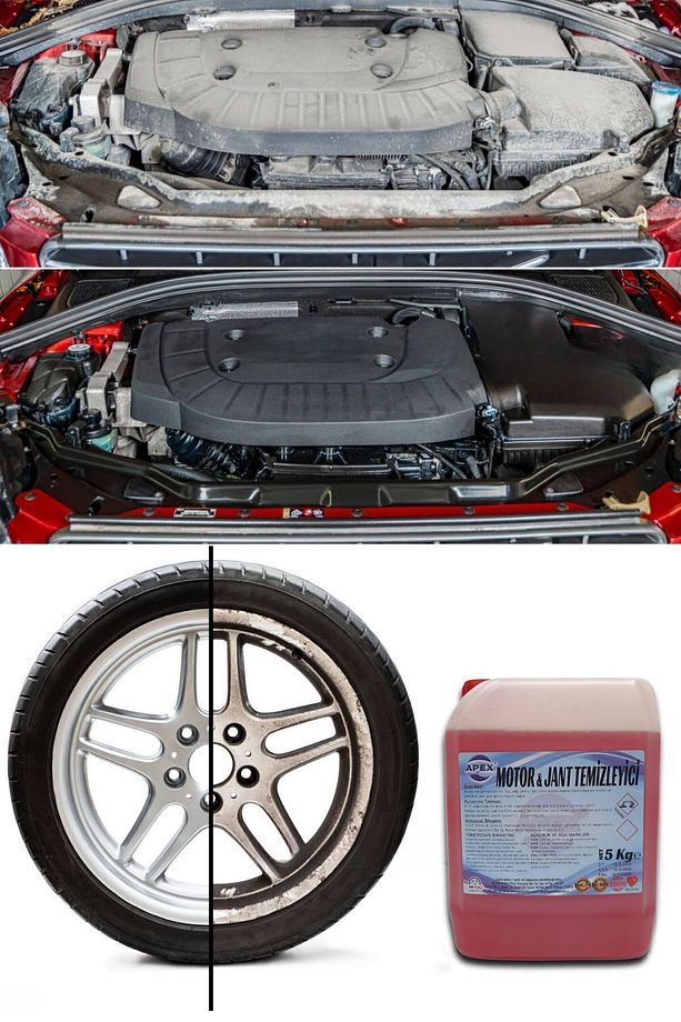 Oto Motor Ve Jant Temizleyici 5kg, Jant Parlatıcı Ve Araç Motor Temizleme Tek Formülde Fırça Hediye - 5