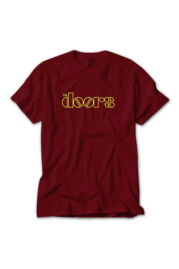 تي شيرت بشعار The Doors أصفر وأحمر
